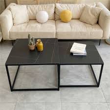 L White Black Marble Coffee Table