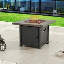 square metal propane fire pit table