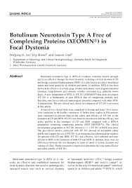 Pdf Botulinum Neurotoxin Type A Free Of Complexing Proteins