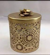 golden metal round gift box