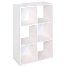 white wood look 6 cube organizer