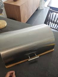 sharp metal cover bread box furniture
