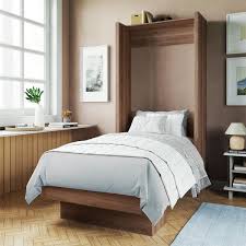 Brown Wood Frame Twin Murphy Bed