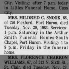 obituary for mildred c snook