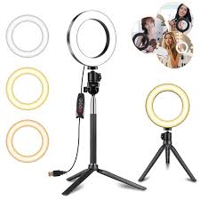 Tsv Ring Light Kit 6 3 Outer Dimmable Led Ring Light With 44 Extendable Tripod Stand Mini Led Camera Ringlight W 3 Light Color 10 Brightness Level For Youtube Self Portrait Shooting Streaming Walmart Com