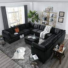 velvet u shaped sectional sofa