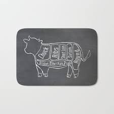 Beef Butcher Diagram Cow Meat Chart Bath Mat By Kitchenbathprints
