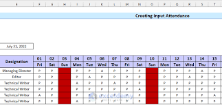 monthly staff attendance sheet in excel
