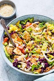 For the salad, prepare a green salad, with shredded cooked chicken. Easy Chinese Chicken Salad Gf Recipes From A Pantry