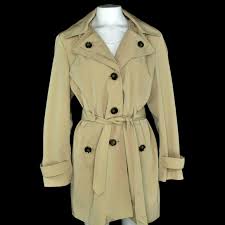 London Fog Womens Hooded Trench Coat Size L