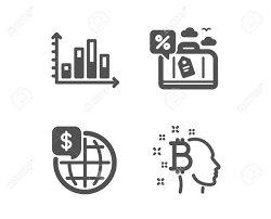 Set Of Diagram Graph Travel Loan And World Money Icons Bitcoin