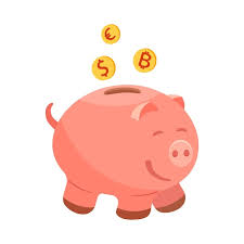 pig piggy bank with bitcoin coins euro