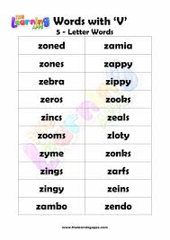 printable 5 letter word starting with z