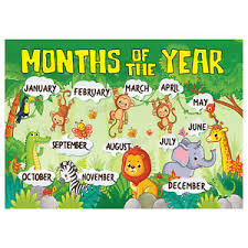 Details About Months Of The Year Poster Educational Wall Charts Learn Kids Childrens Poster