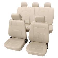 Beige Car Seat Covers With Leather Look