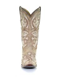 Corral Bone Floral Full Stitch Boots G1086
