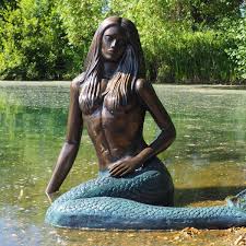 Emerald Mermaid Bronze Metal Garden Statue