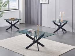 Black Metal Tempered Glass Coffee Table