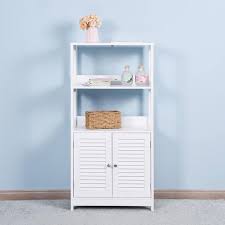 wellfor 23 6 in w x 12 8 in d x 48 in h white bathroom linen cabinet floor storage cabinet with shelves and doors