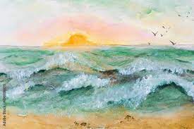 Painting Sunset At Sea Watercolor