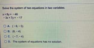 solve the system of two equations in