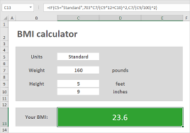 bmi calculator in excel easy excel