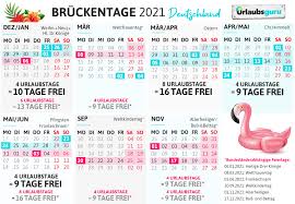 Kalender bayern 2021 download als pdf oder png. Bruckentage 2021 Wie Ihr Bis Zu 78 Tage Urlaub Macht Urlaubsguru