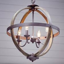Progress Lighting Keowee Collection 19 88 In 4 Light Artisan Iron Orb Chandelier With Elm Wood Accents P400128 148 The Home Depot