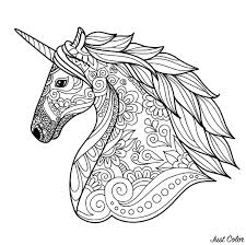 Unicorn Head Simple Unicorns Adult Coloring Pages