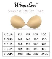 Wingslove Women Silicone Adhesive Stick On Push Up Gel Strapless Backless Invisible Reusable Bra Cleavage Natural Effect Front Closure Size Optional