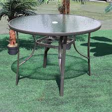 105cm Round Glass Table Metal Frame