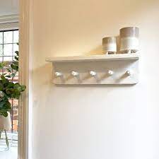 Wall Shelf With Pegs White 50cm 19
