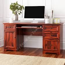 Echo that grain with wood furniture or frames that have the same pattern. Eston Rustic Sheesham Solid Wood 4 Drawer Office Computer Desk My Furniture Town