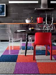 colorful carpet tiles in kitchen