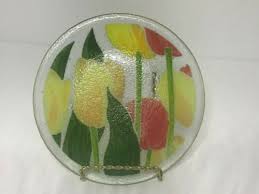 Peggy Karr Tulips Fused Art Glass Plate