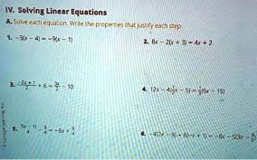 Solved Iv Solving Linear Equations A