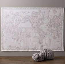 Bordered Map Grand Canvas White And