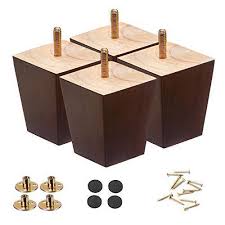 Shanjue Wood Furniture Legs 3 Inch Sofa Legs Set Of 4 Square Brown Couch Legs Mid Century Replacement Chair Feet For Diy Projects Dresser Recliner