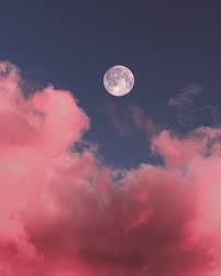 Wallpaper Moon, Clouds, Pink, Sky, Full ...