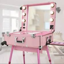 cases makeup artist train box with led