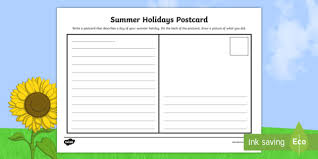 Summer Holidays Postcard Worksheet Send Recount Write
