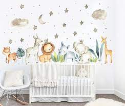 Baby Room Wall Decor Watercolor Safari