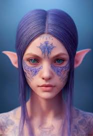 long purple hair pointy elven ears