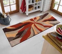 orange abstract hand tufted wool runner