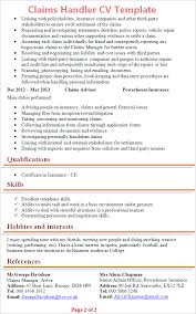 Claims Handler Cv Template Tips And Download Cv Plaza