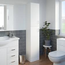 Quality free standing bathroom cabinets at howdens. Essence White Gloss Tall Bathroom Cabinet 350 X 330mm