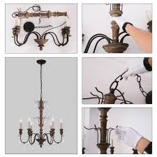Osairuos French Country Chandelier Rustic Farmhouse Handmade Wood Dist Osairuos Lighting