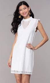 Check spelling or type a new query. Lace Short Shift High Neck Graduation Dress In White