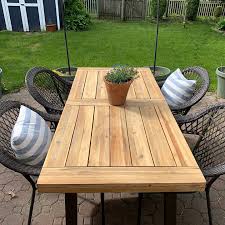 Re A Weathered Wood Patio Table