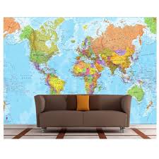 Mapa do mundo (111,5 x 80,5 cm). Mapa Mundi Adesivo Gg Papel De Parede 5m Gigante Gg40 Colorido Madeiramadeira